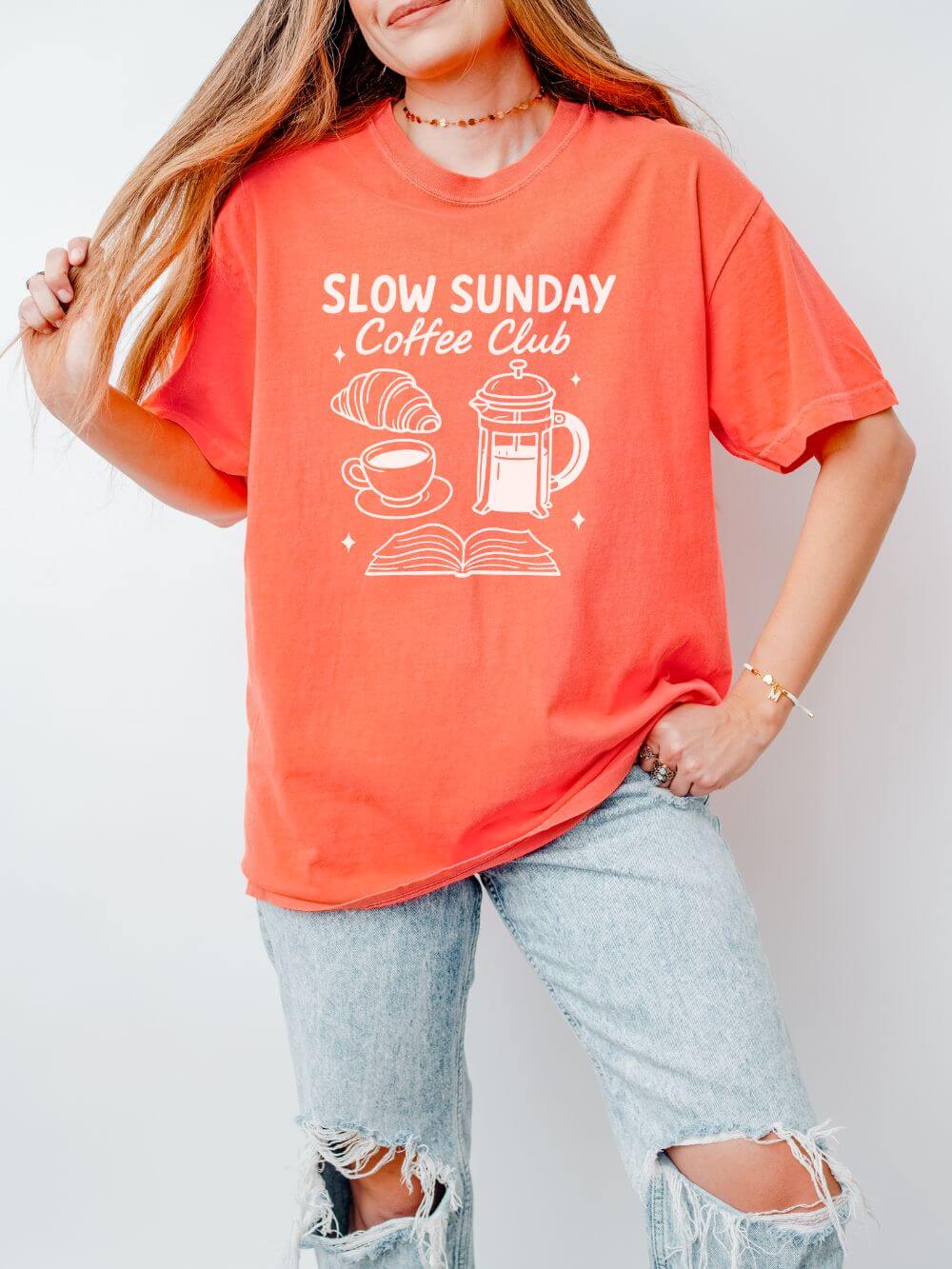 Slow Sunday Coffee Club Unisex Tee Comfort Colors Coffee Lover Short Sleeve Graphic T-Shirt - Sydney So Sweet