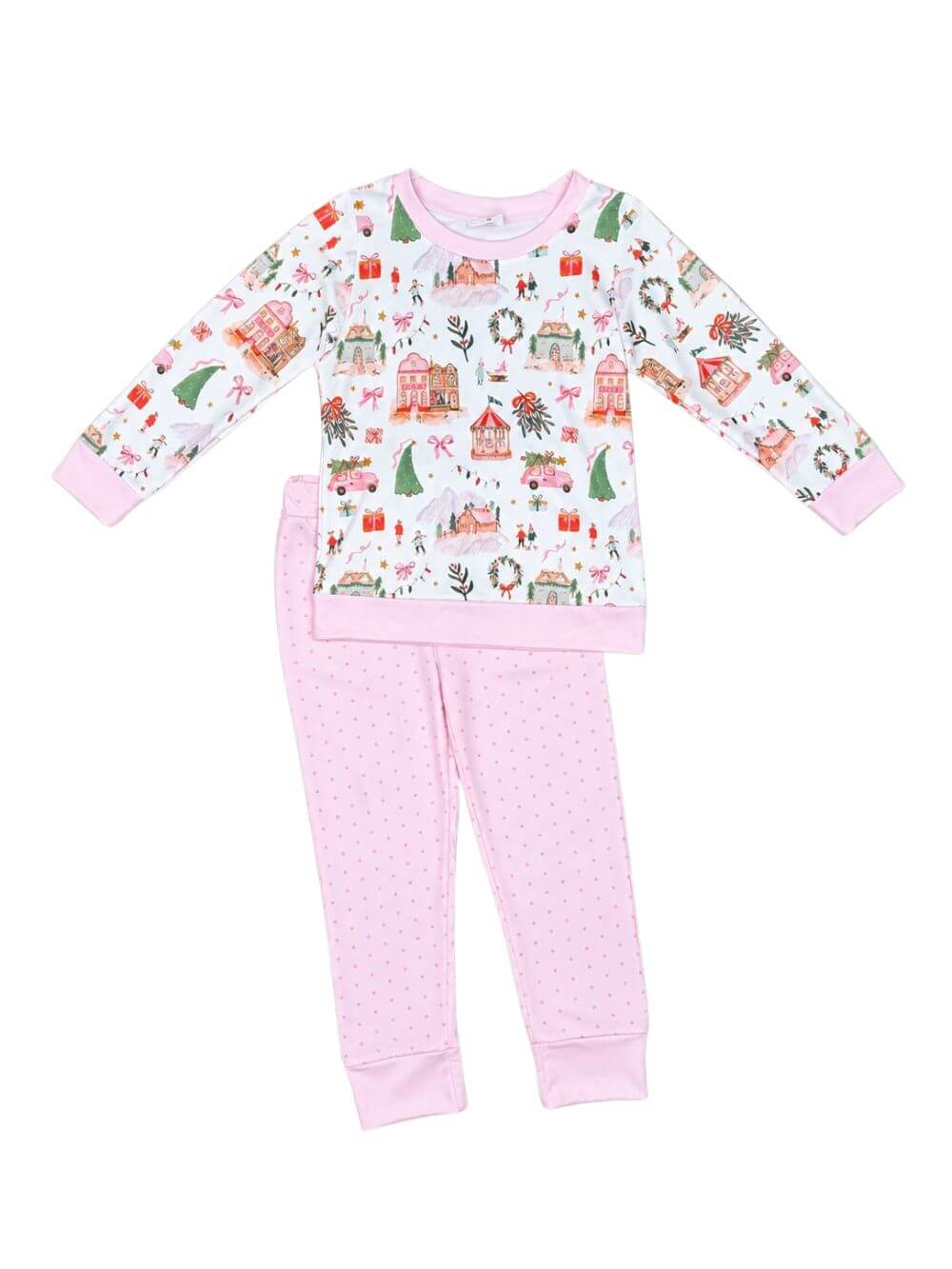 Small Town Christmas Pink Polka Dot Girls Outfit