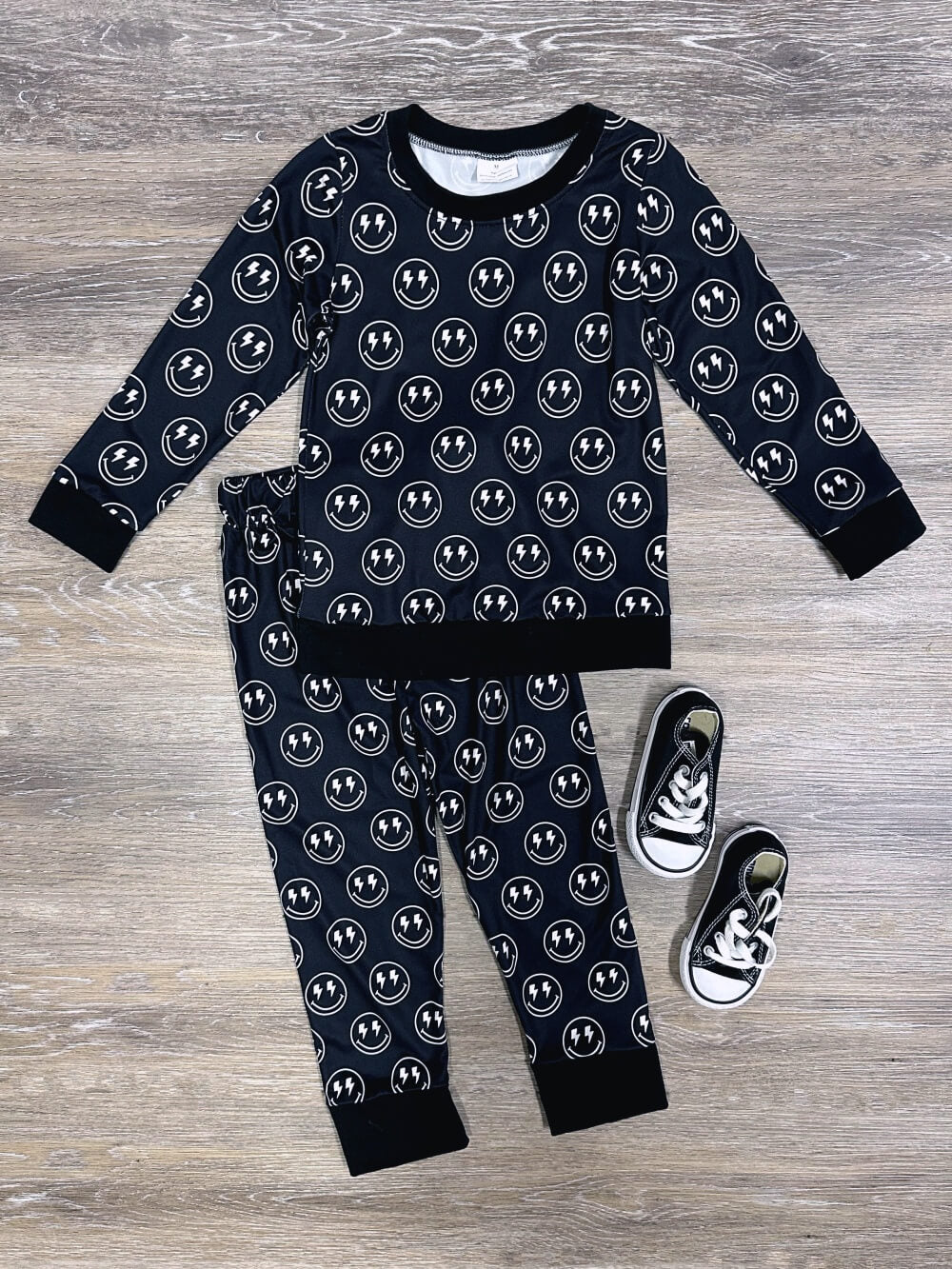 Smile All Day Black Boys Long Sleeve 2 Piece Jogger Outfit - Sydney So Sweet