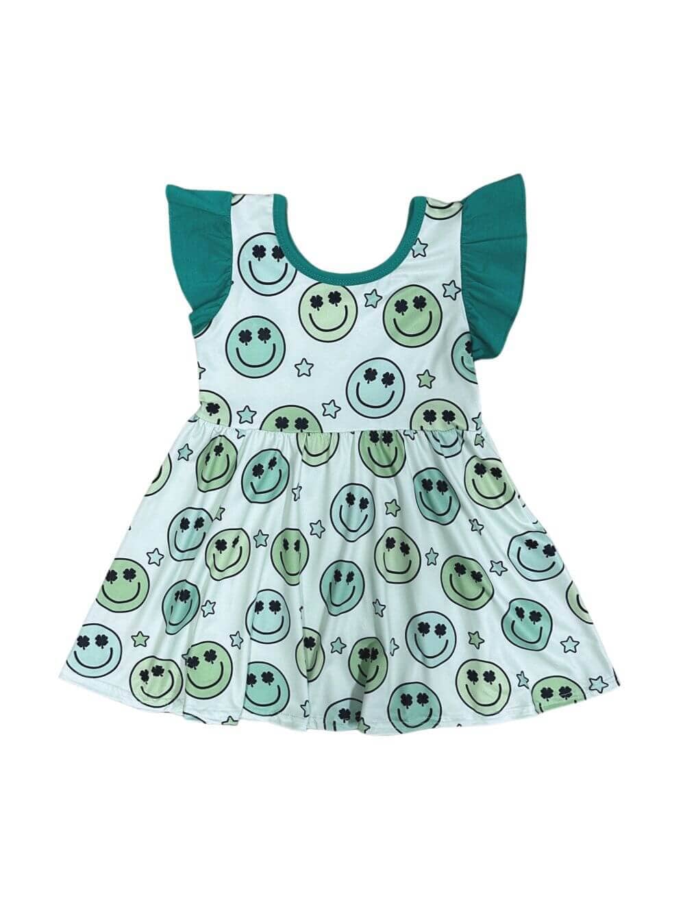 Smile for Luck Girls Ruffle Sleeve St. Patrick's Day Dress - Sydney So Sweet