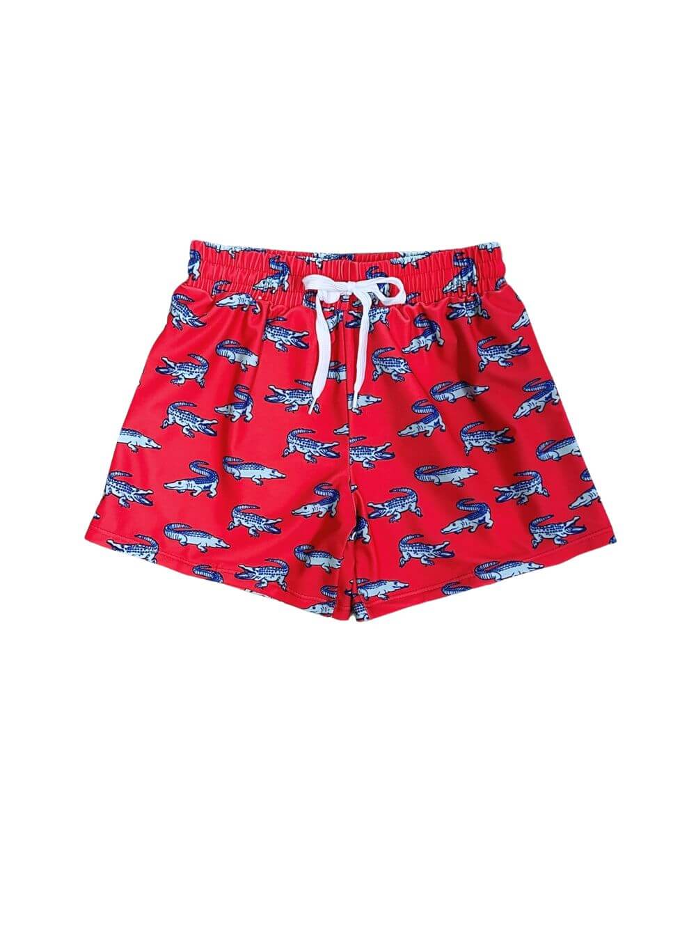 Snappy Swimmer Boys Red & Blue Alligator Swim Shorts - Sydney So Sweet