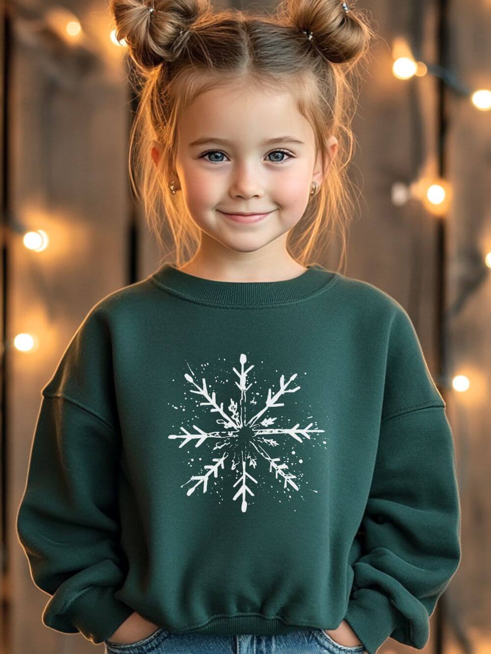Snowflake Winter Heavy Blend Kids' Crewneck Graphic Christmas Holiday Sweatshirt - Sydney So Sweet