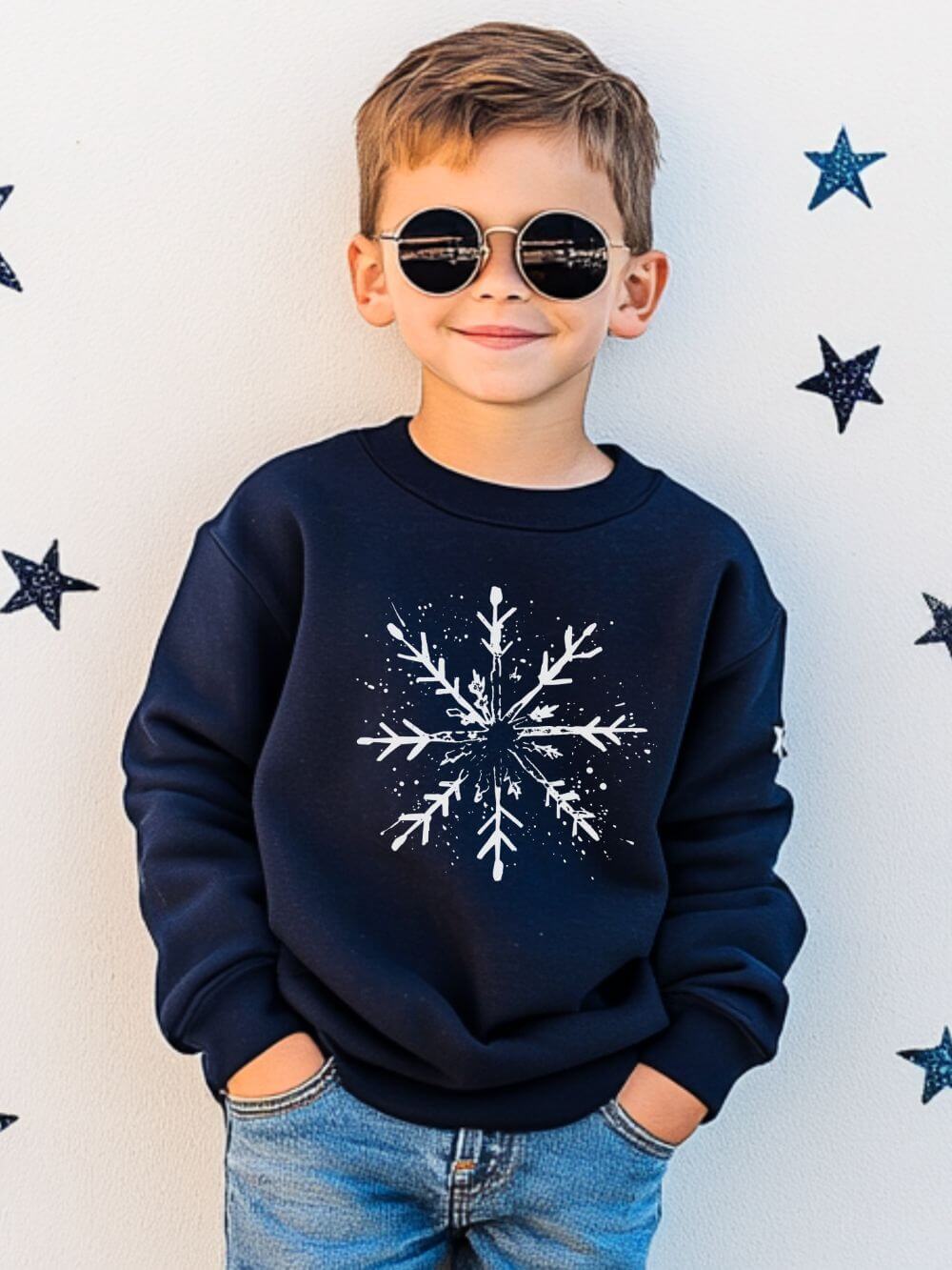 Snowflake Winter Heavy Blend Kids' Crewneck Graphic Christmas Holiday Sweatshirt - Sydney So Sweet