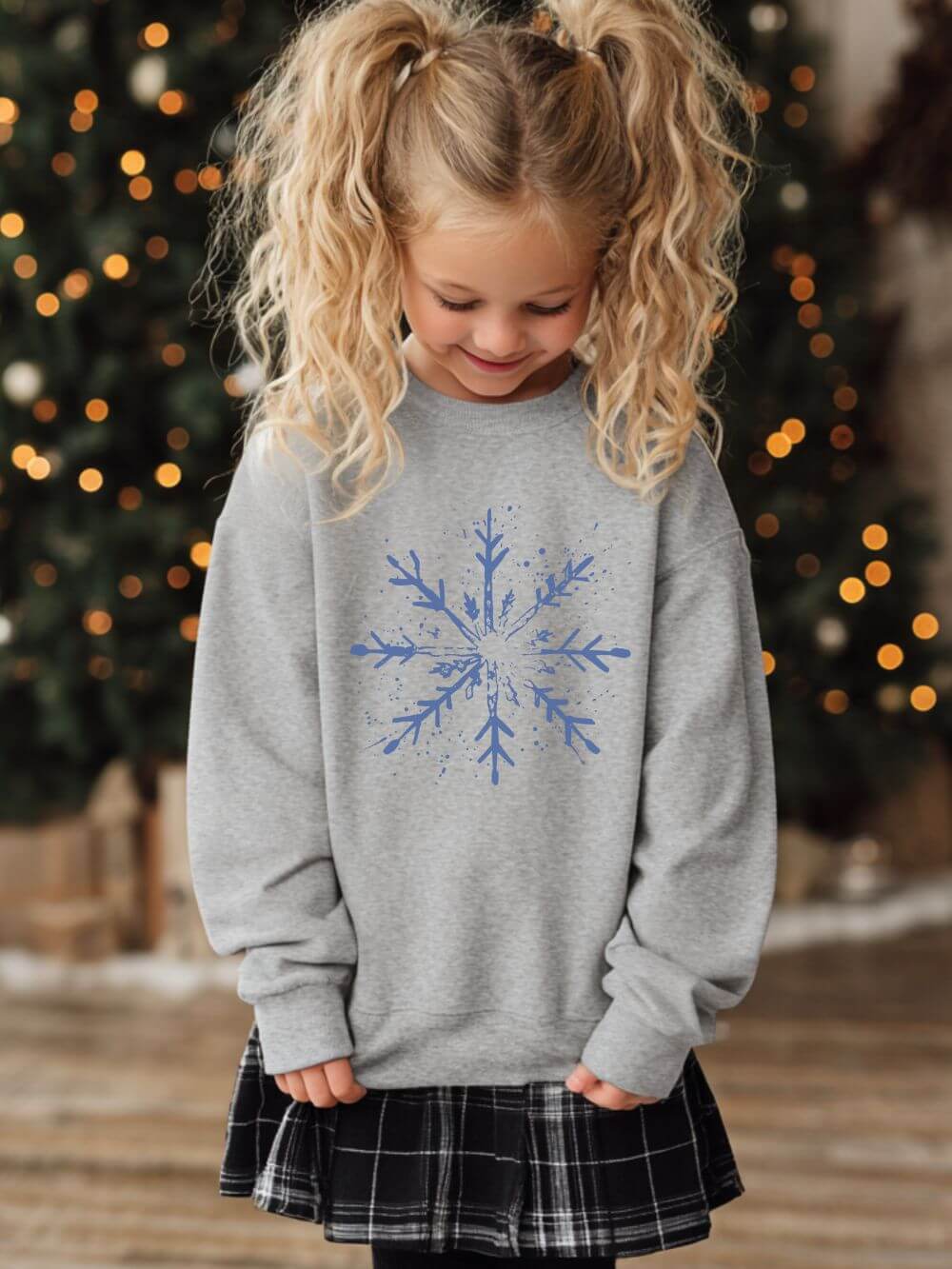 Snowflake Winter Heavy Blend Kids' Crewneck Graphic Christmas Holiday Sweatshirt - Sydney So Sweet