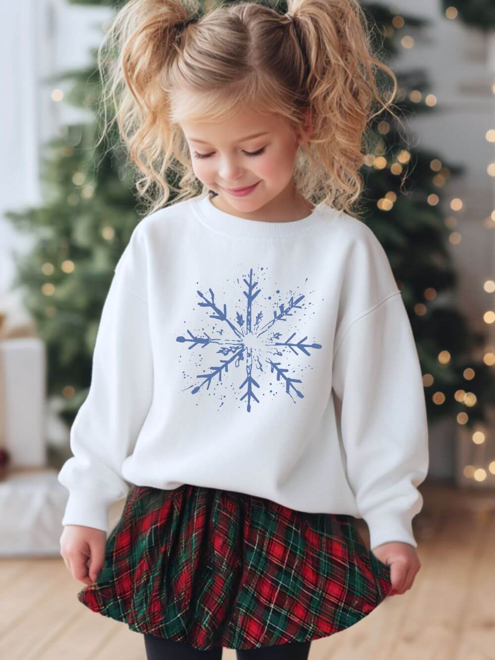 Snowflake Winter Heavy Blend Kids' Crewneck Graphic Christmas Holiday Sweatshirt - Sydney So Sweet