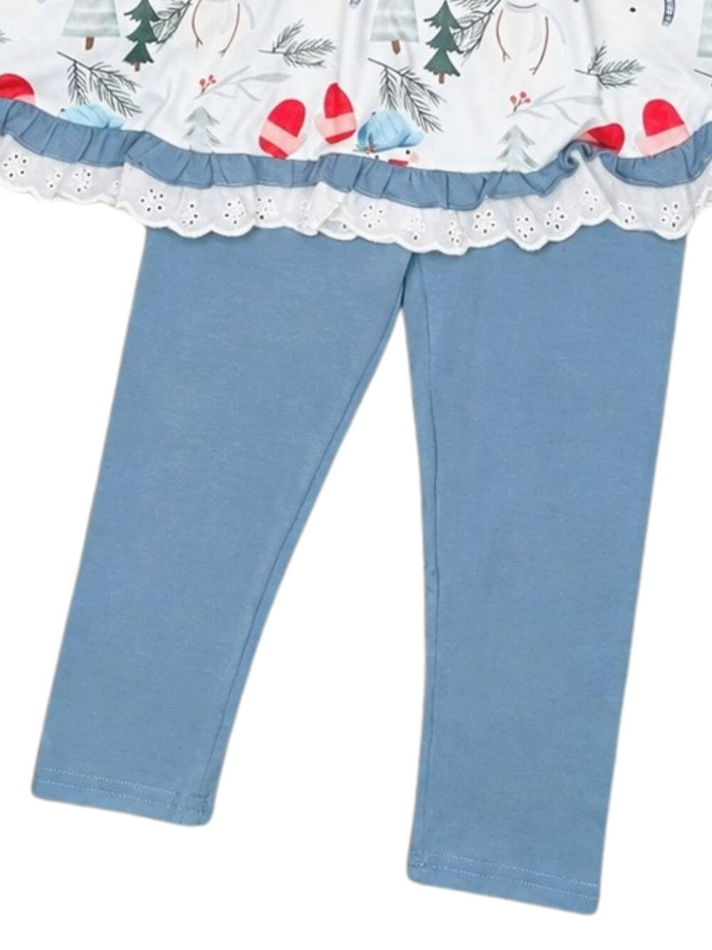 Snowman & Pine Tree Girls Winter Leggings Outfit