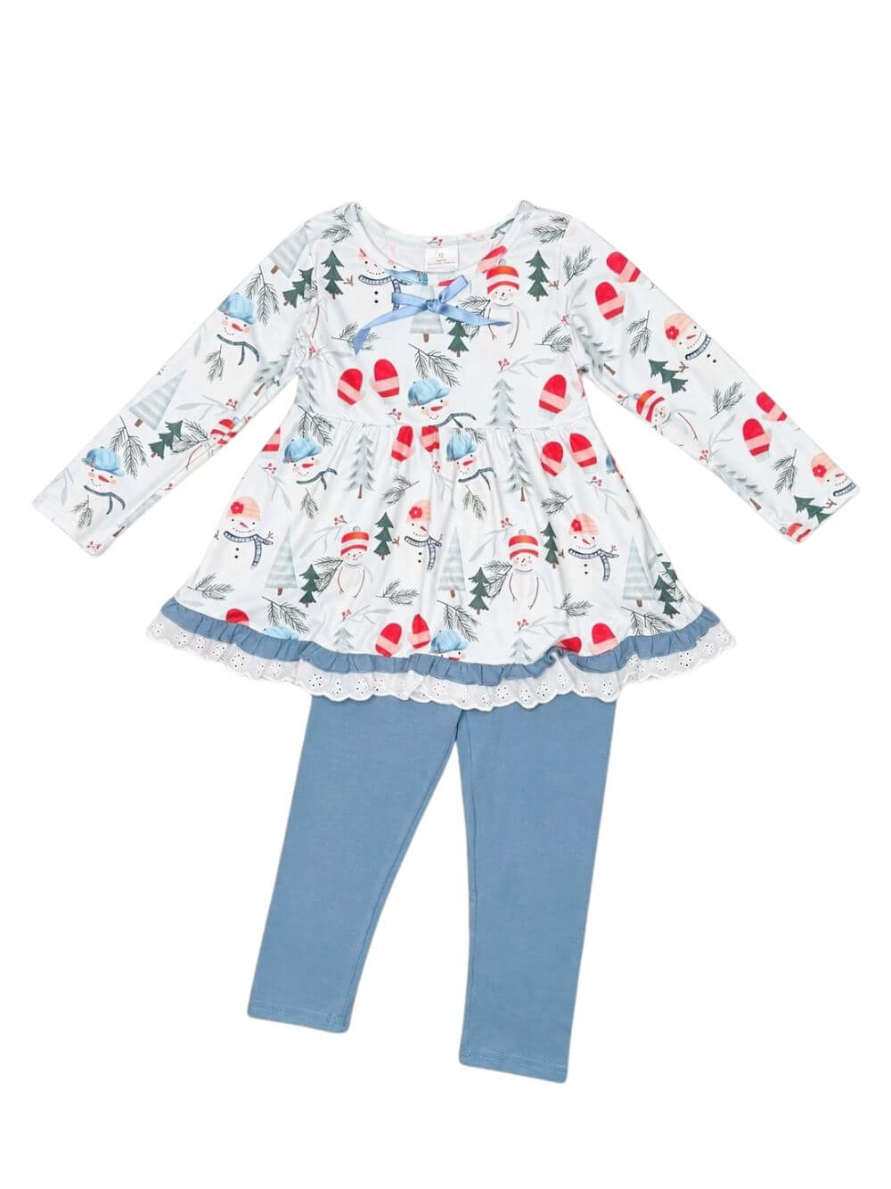 Snowman & Pine Tree Girls Winter Leggings Outfit