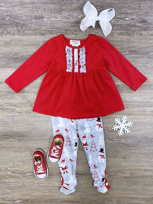 Snowy Season Red and Green Girls Boutique Outfit - Sydney So Sweet