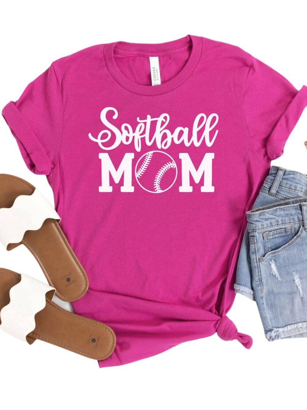 Softball Mom T-Shirt in 12 Team Colors - Sydney So Sweet