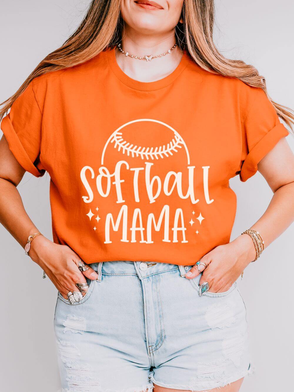 Softball Mama Graphic T-Shirt Cute Sports Mom Tee (12 Team Colors)