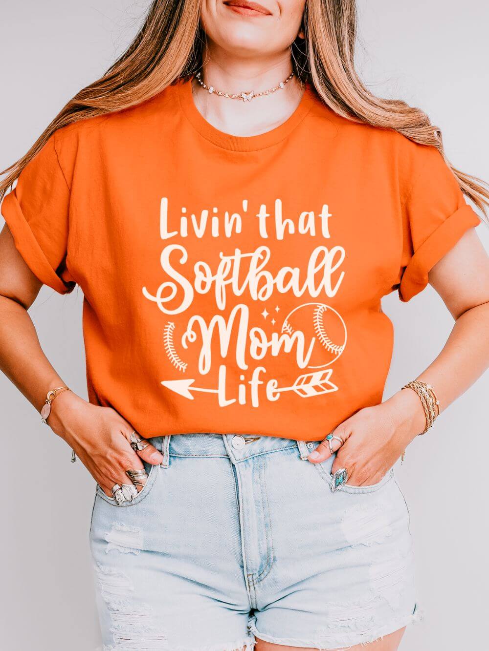 Livin' That Softball Mom Life Graphic T-Shirt Cute Sports Mom Tee (12 Team Colors)