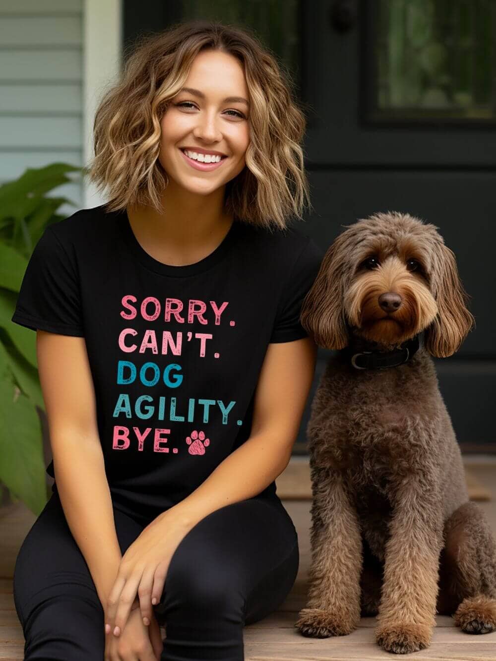 Sorry Can&#39;t Dog Agility Bye Cotton Women&#39;s Short Sleeve Graphic T-Shirt - Sydney So Sweet