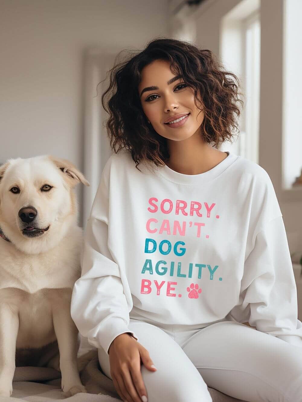 Sorry Can&#39;t Dog Agility Bye Cotton Women&#39;s Long Sleeve Graphic Sweatshirt - Sydney So Sweet