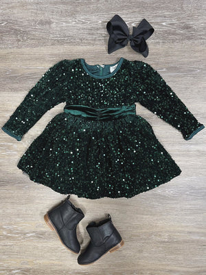 Sparkle All Night Girls Dark Green Special Occasion Dress - Sydney So Sweet