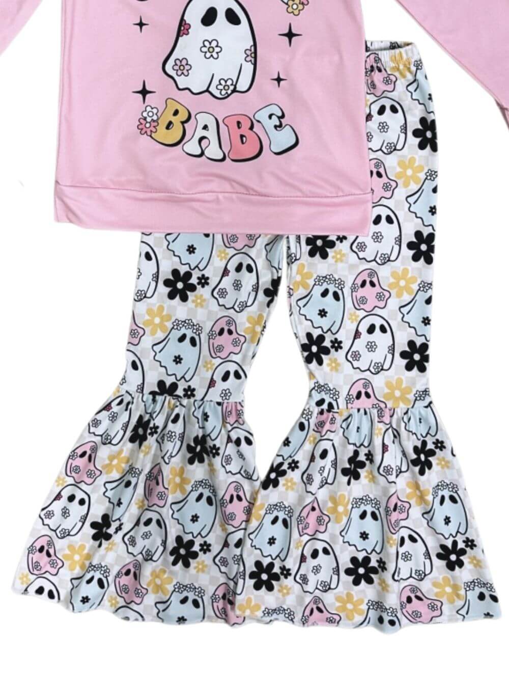 Spooky Babe Girls Halloween Ghost Bell Bottom Outfit - Sydney So Sweet