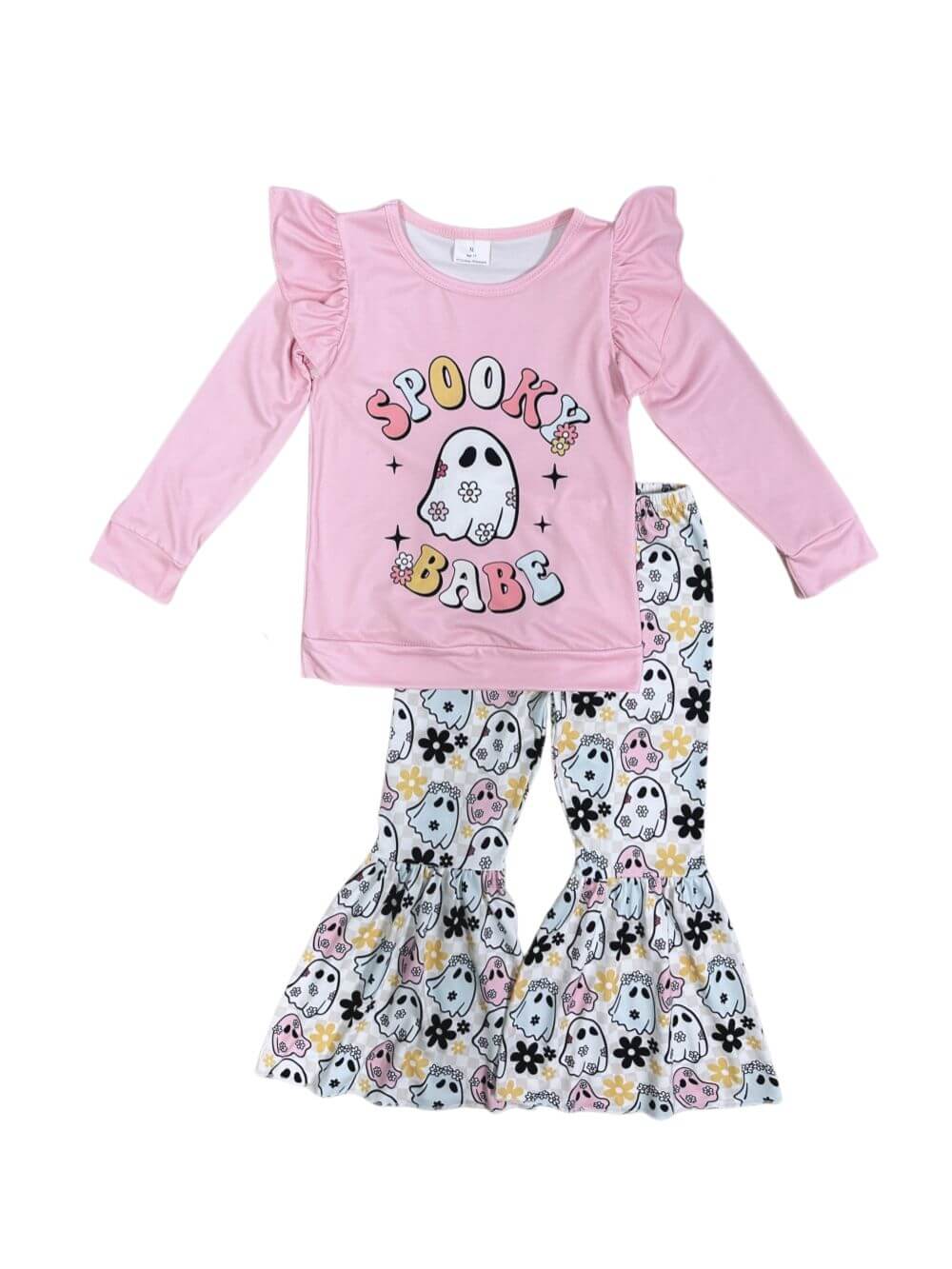 Spooky Babe Girls Halloween Ghost Bell Bottom Outfit - Sydney So Sweet