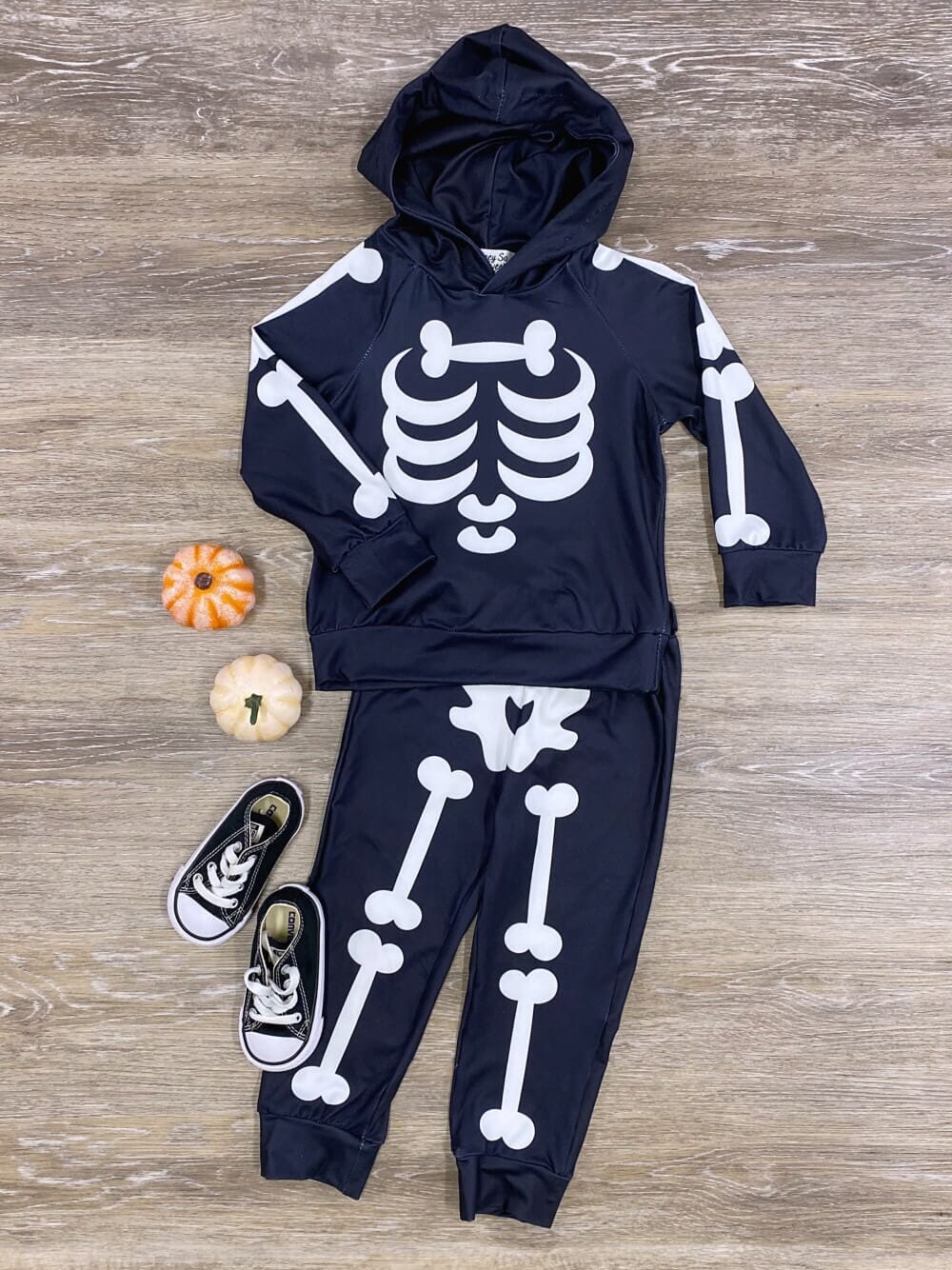 Spooky Skeleton Black Hoodie & Jogger Halloween Costume Set - Sydney So Sweet