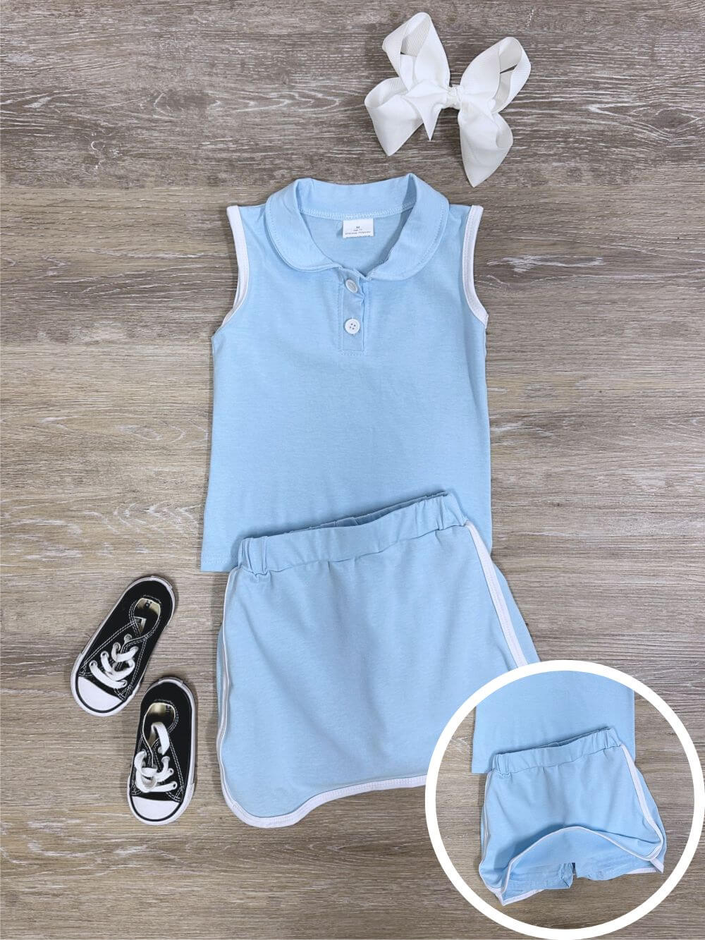 Sporty Sweet Powder Blue Girls Skort Outfit