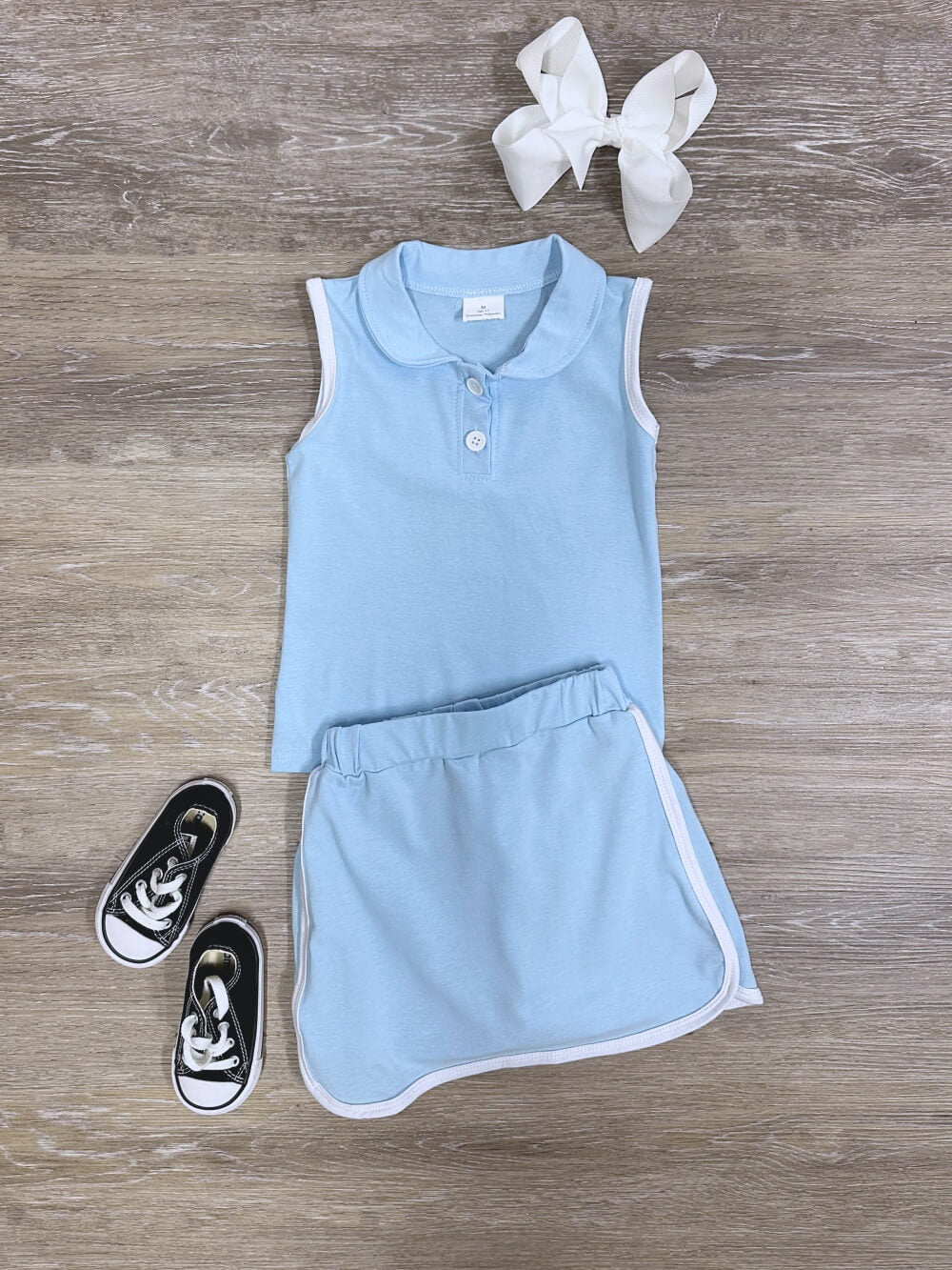 Sporty Sweet Powder Blue Girls Skort Outfit
