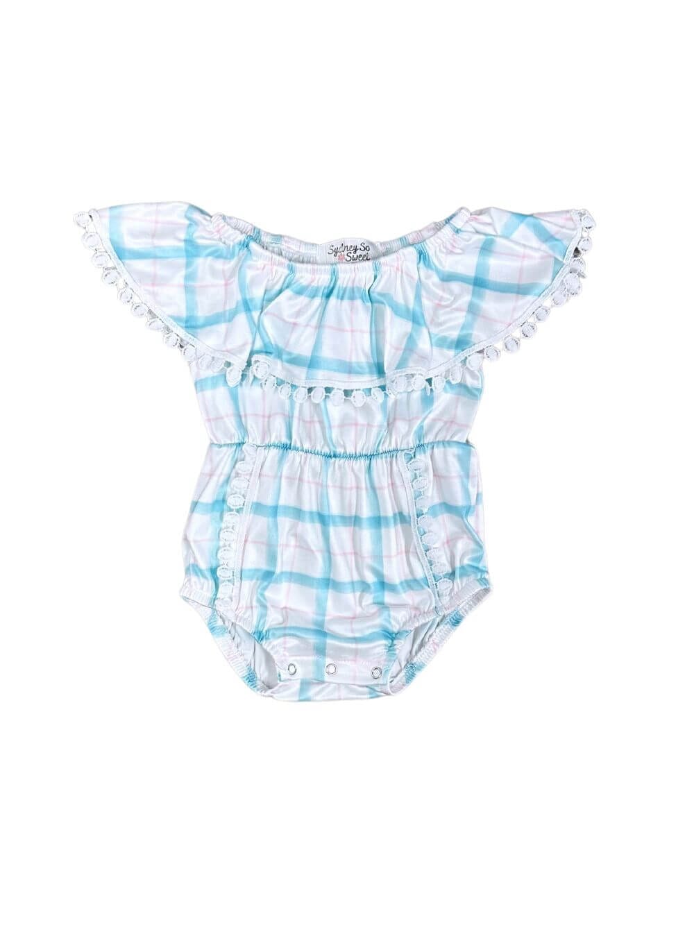 Spring Blue Plaid Baby Girl Romper - Sydney So Sweet