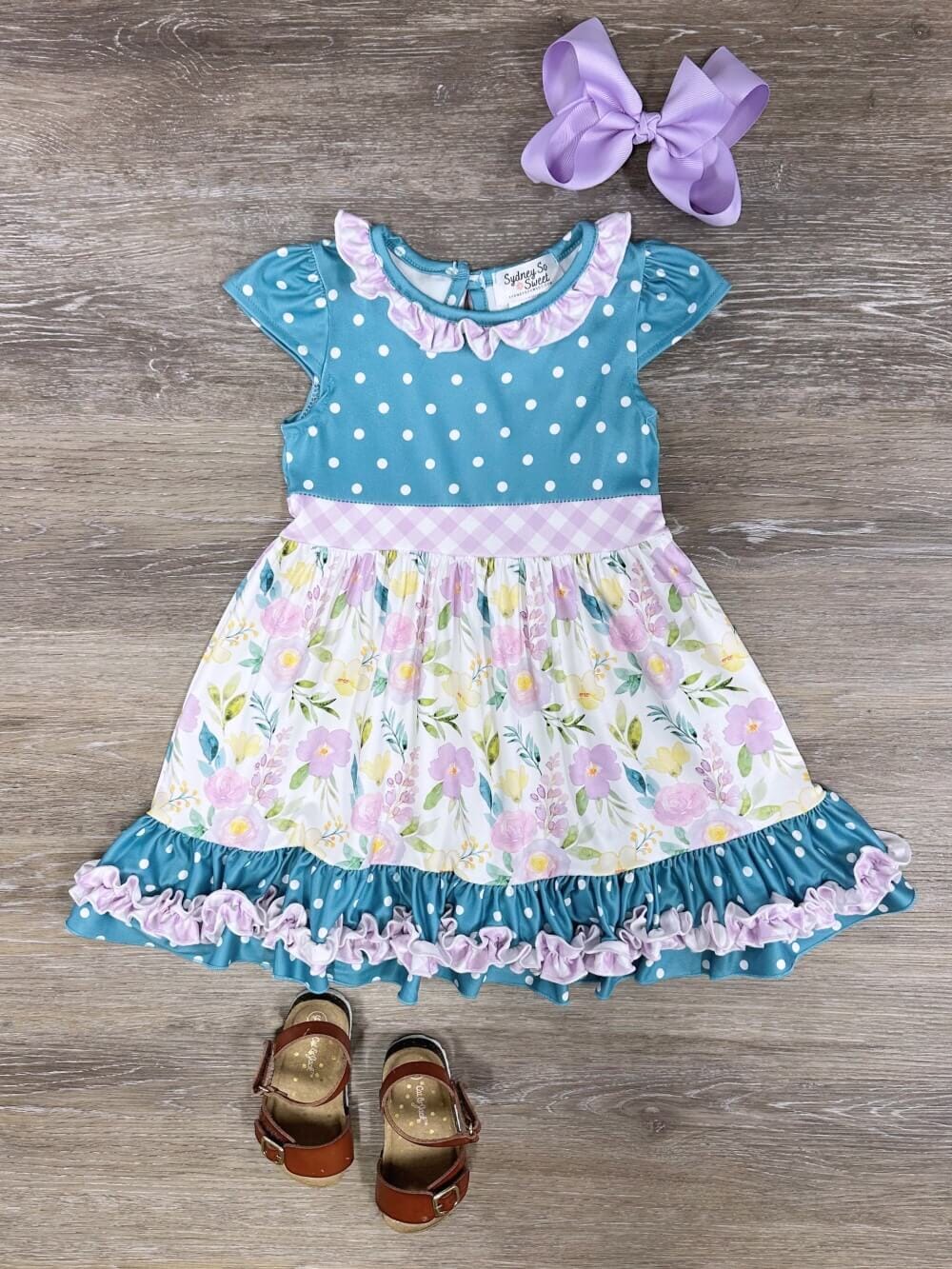 Spring Dream Polka Dot & Floral Girls Dress - Sydney So Sweet