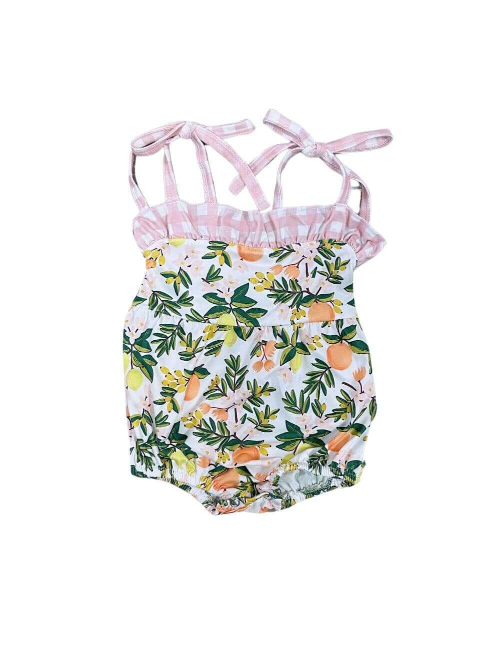 Squeeze the Day Baby Tie Strap Bubble Romper - Sydney So Sweet