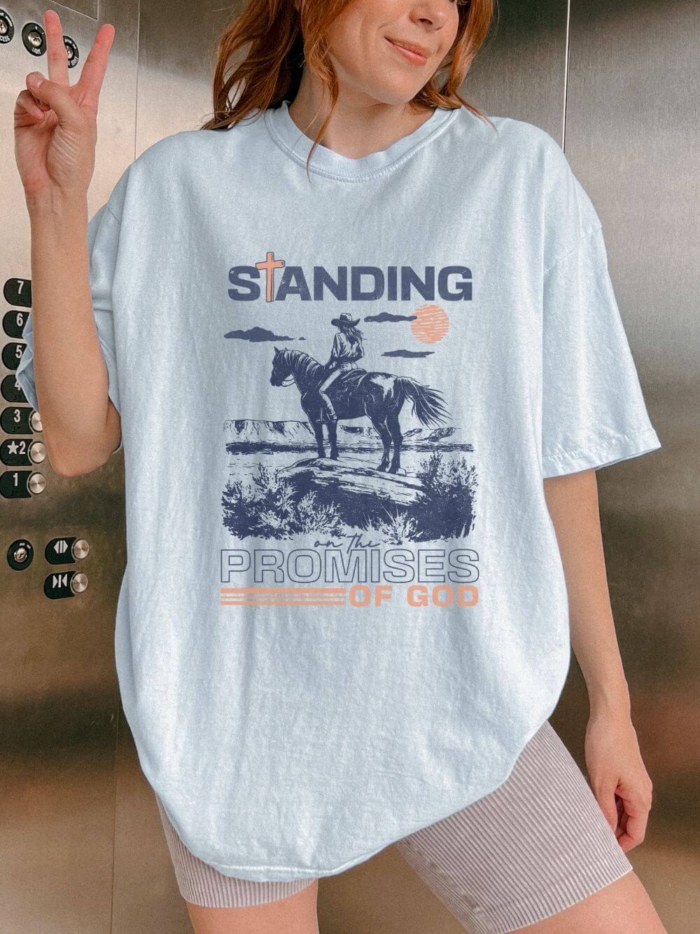 Standing on the Promises of God T-Shirt Vintage Cowgirl Faith Distressed Tee