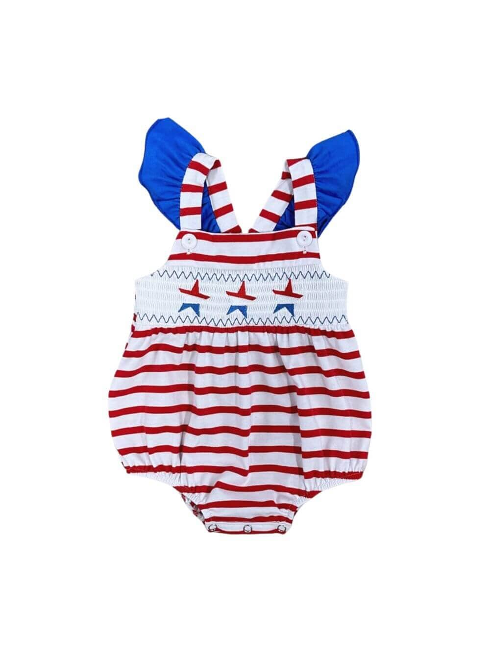 Stars & Stripes Forever Patriotic Baby Bubble Romper - Sydney So Sweet