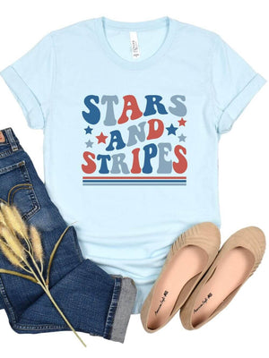 Stars & Stripes Patriotic 4th of July Patriotic Graphic T-Shirt - Sydney So Sweet