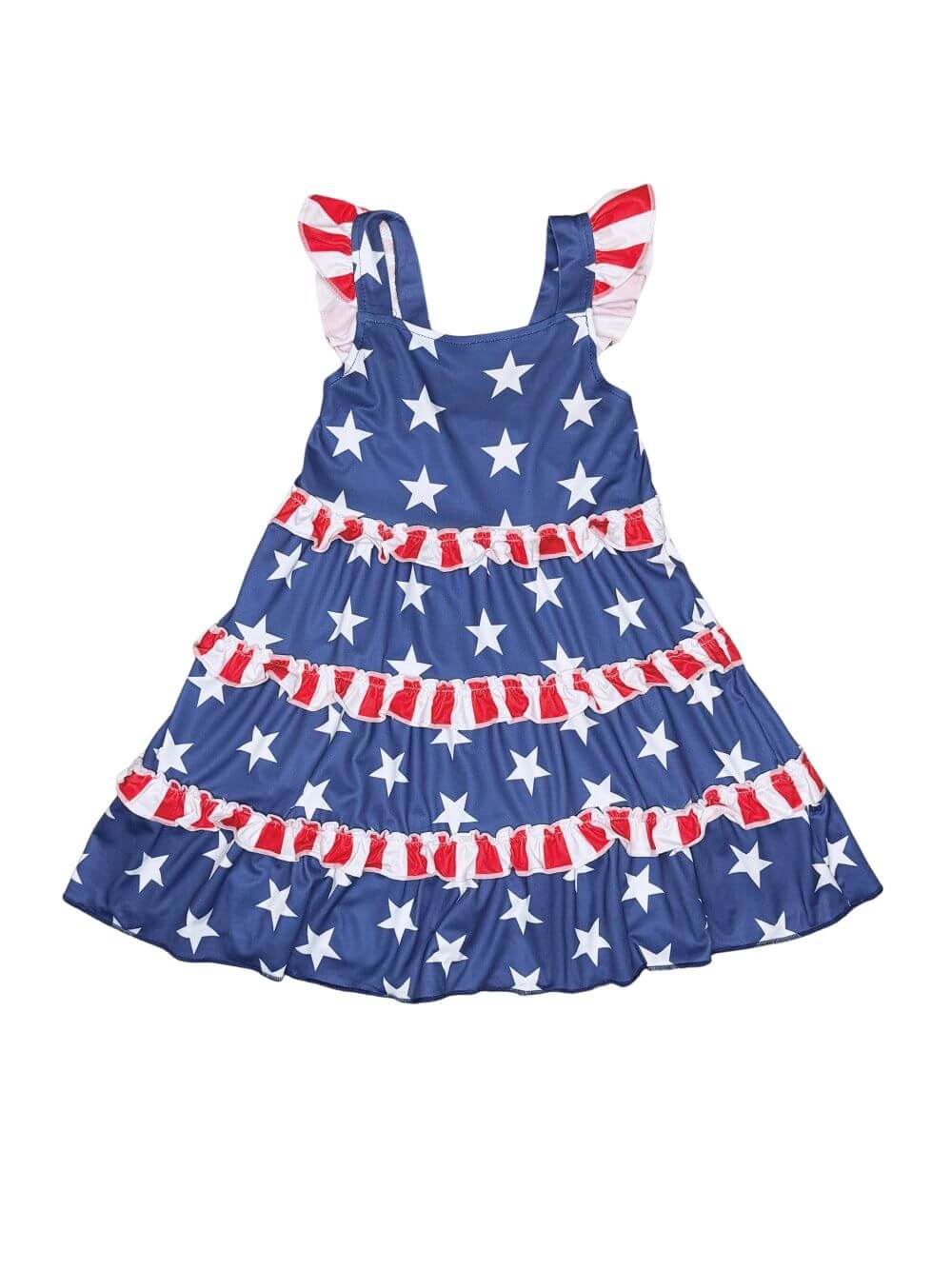 Stars & Stripes Ruffle Tiered Girls Dress