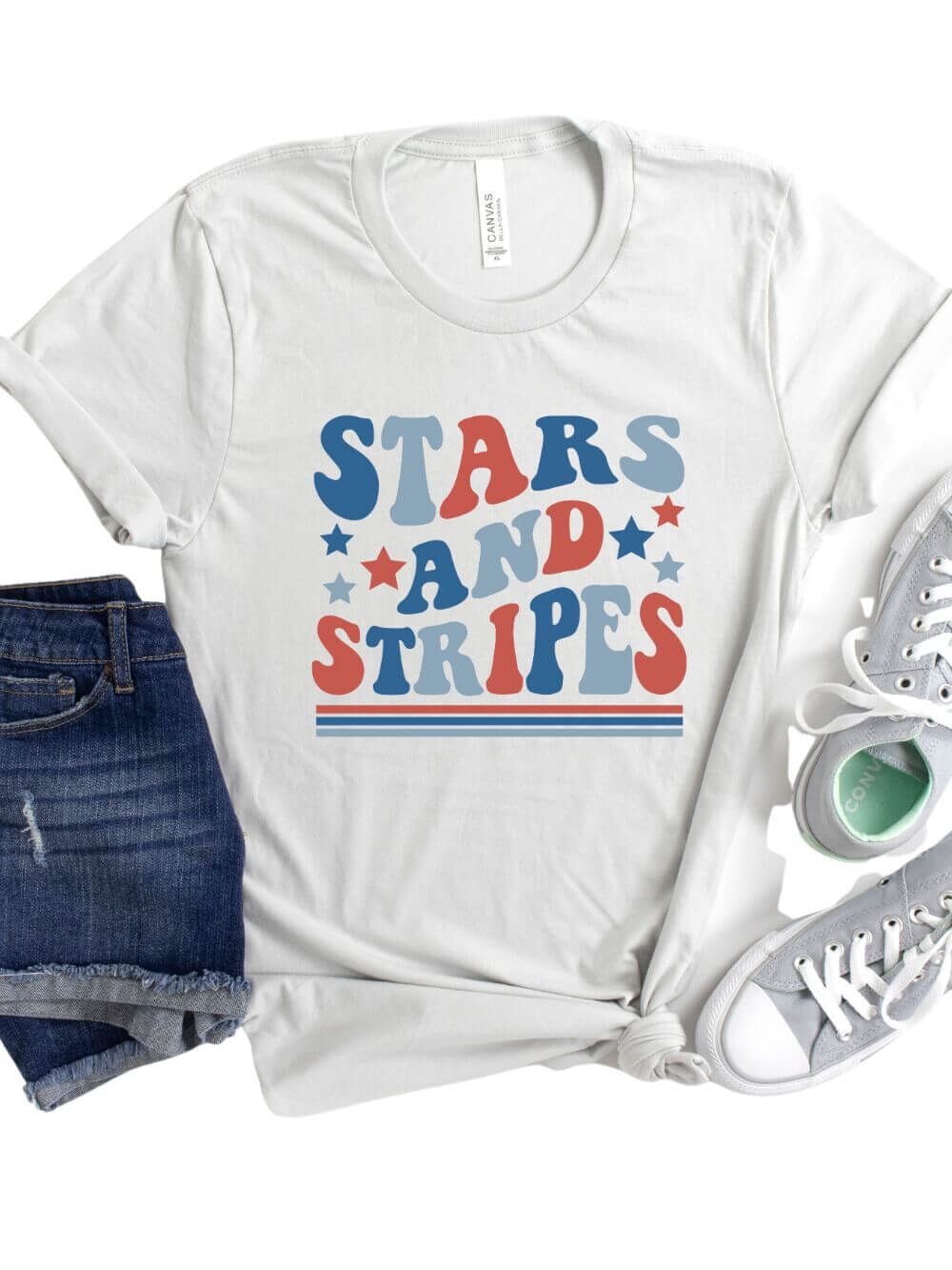 Stars & Stripes Patriotic 4th of July Patriotic Graphic T-Shirt - Sydney So Sweet