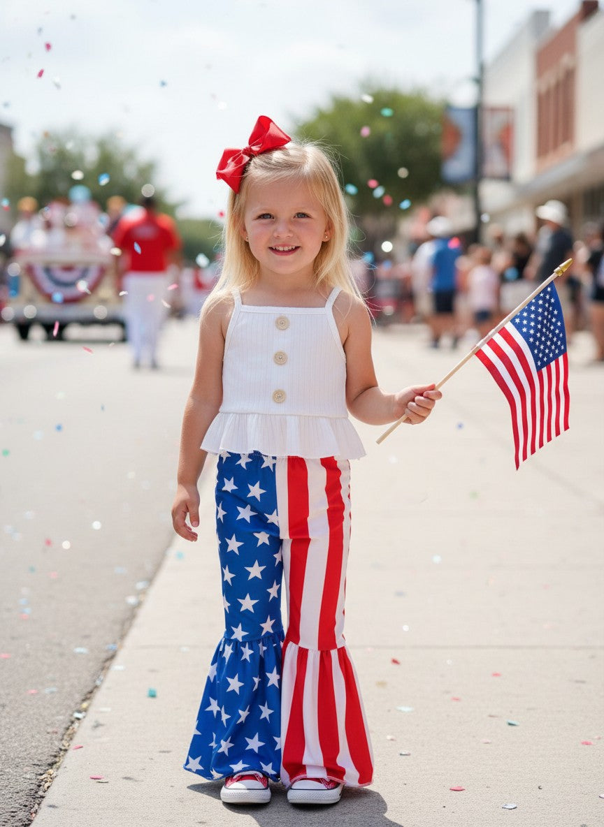 Stars & Stripes Girls Bell Bottoms Outfit
