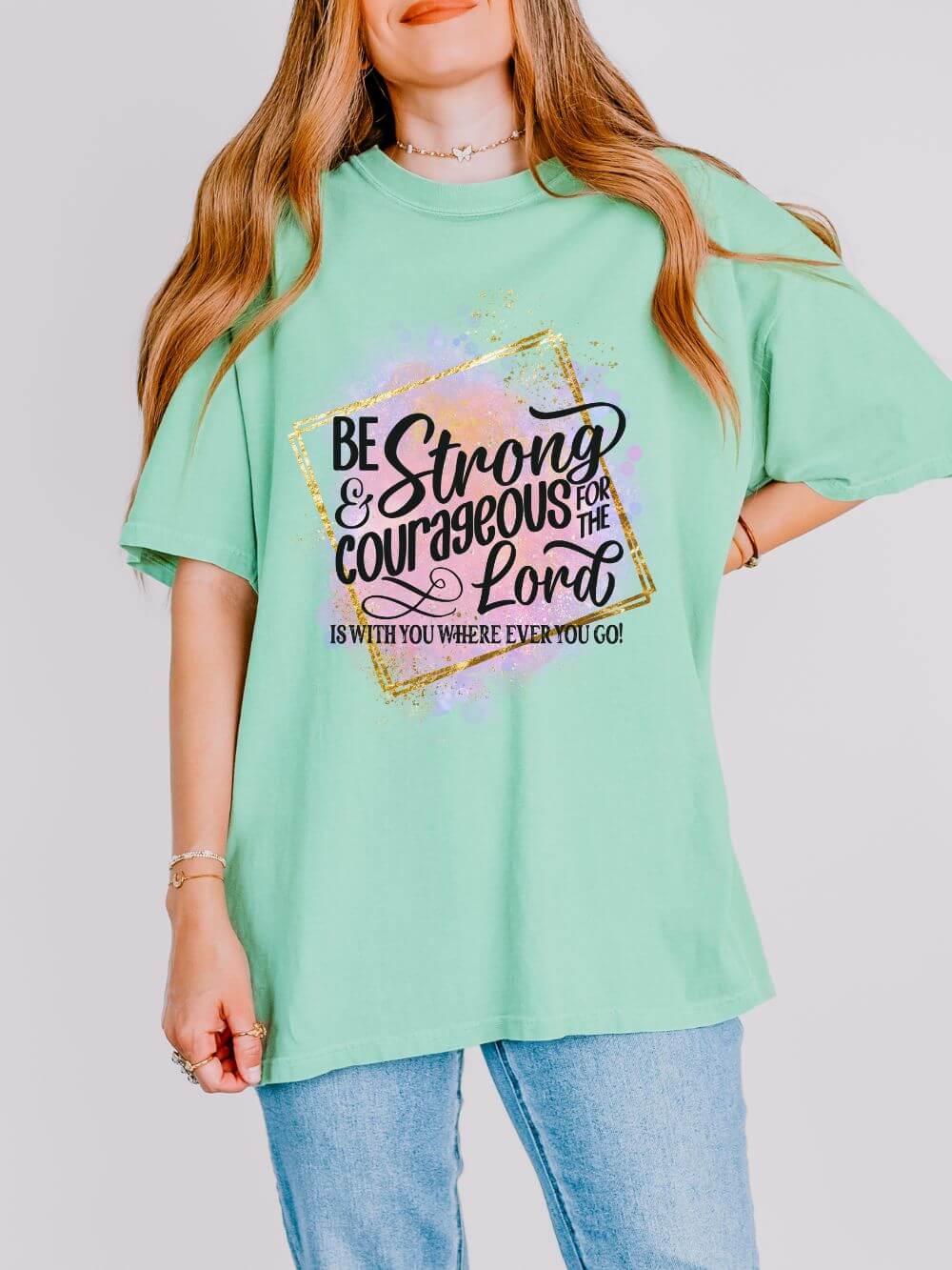 Be Strong & Courageous Christian Graphic T-Shirt Unisex Short Sleeve Tee - Sydney So Sweet
