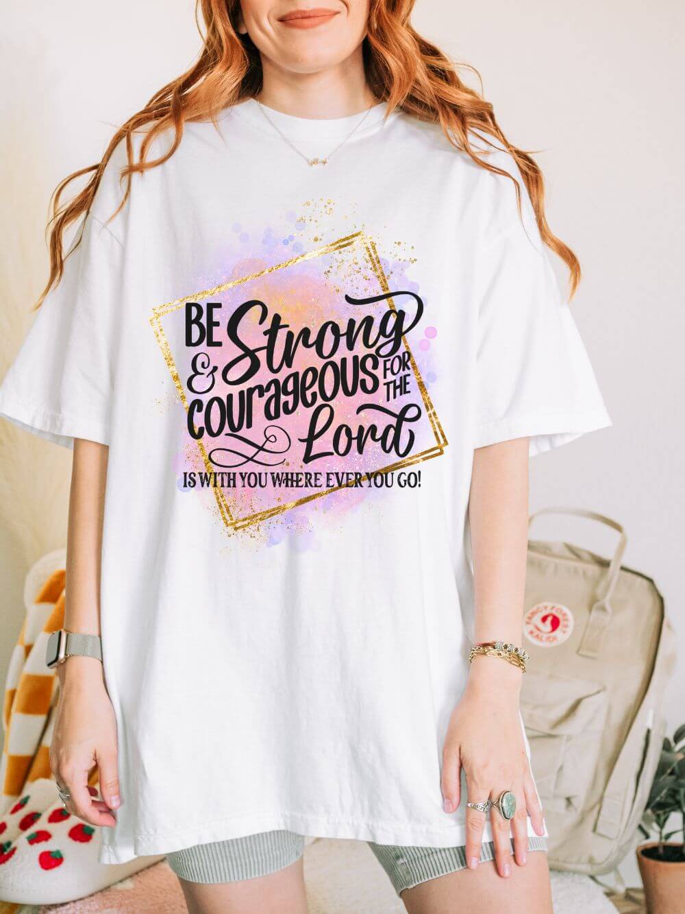 Be Strong & Courageous Christian Graphic T-Shirt Unisex Short Sleeve Tee - Sydney So Sweet