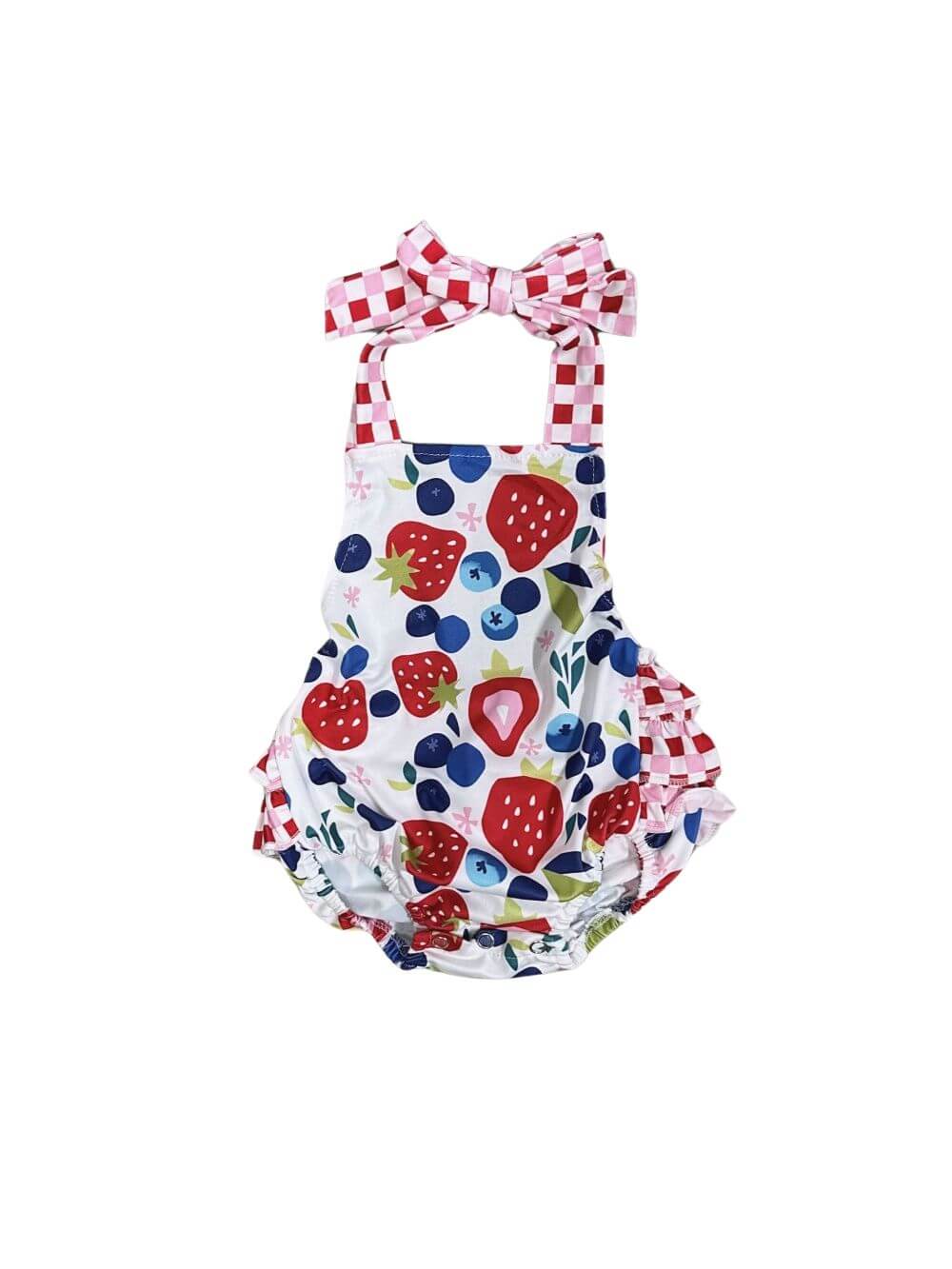 Summer Berry Patch Girls Halter Strap Baby Romper - Sydney So Sweet