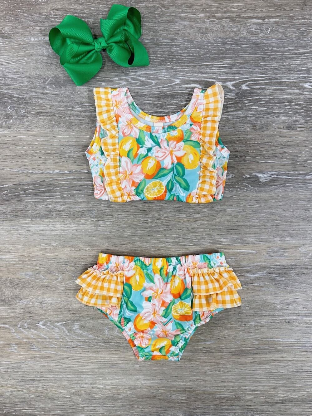 Summer Sweet Girls Gingham Plaid Ruffle 2 Piece Swimsuit - Sydney So Sweet