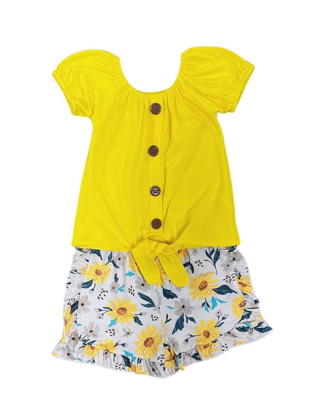 Sunflower Days Girls Yellow Tie Top Shorts Outfit - Sydney So Sweet