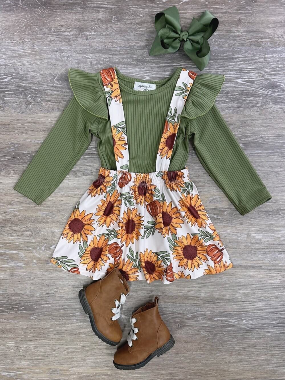 Sunflower Fields Girls Long Sleeve Top &amp; Suspender Skirt Set - Sydney So Sweet