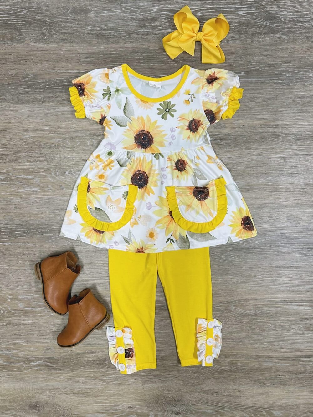 Sunflower Sweet Girls Pocket Tunic & Leggings Outfit - Sydney So Sweet