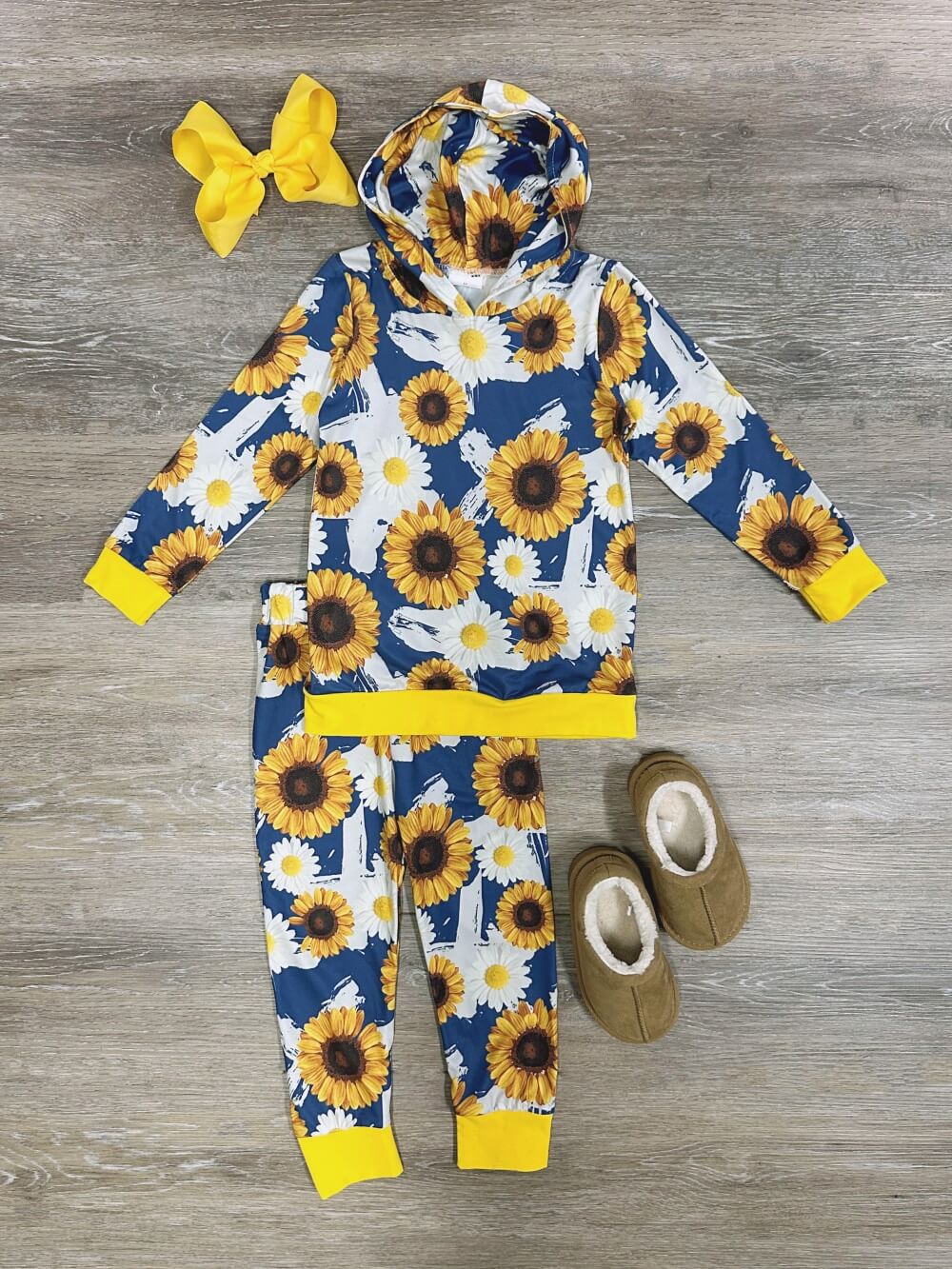 Sunny Days Ahead Girls Sunflower Hoodie Outfit - Sydney So Sweet