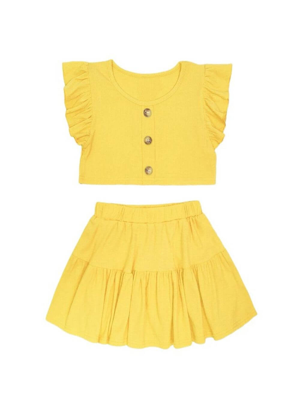 Sunny Ruffles Yellow Girls Skirt Outfit - Sydney So Sweet
