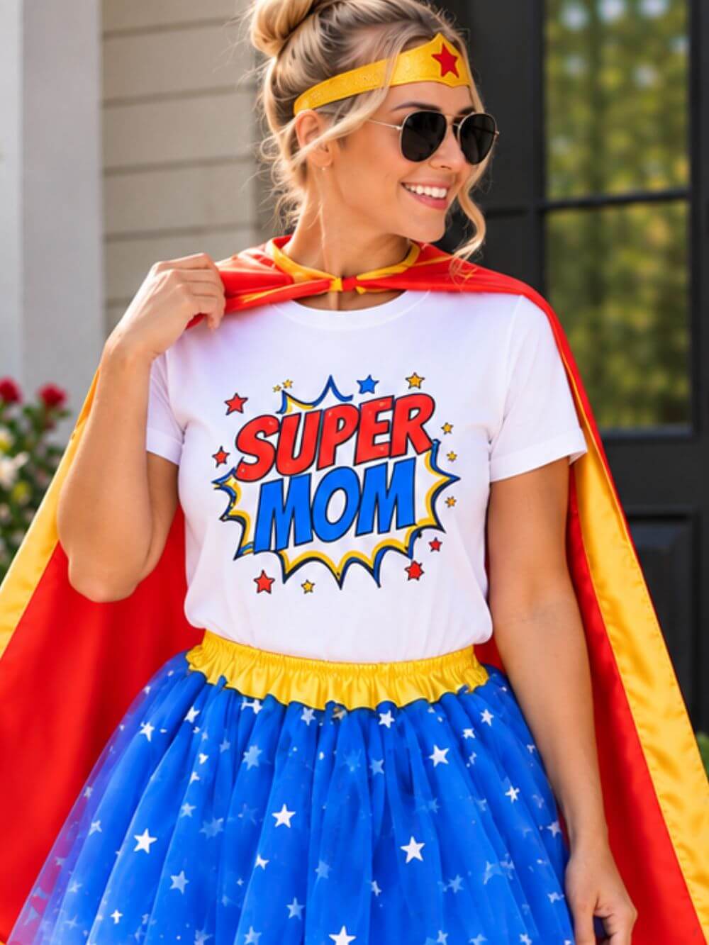 Super Mom Graphic T-Shirt Comic Book Style Mother's Day Tee