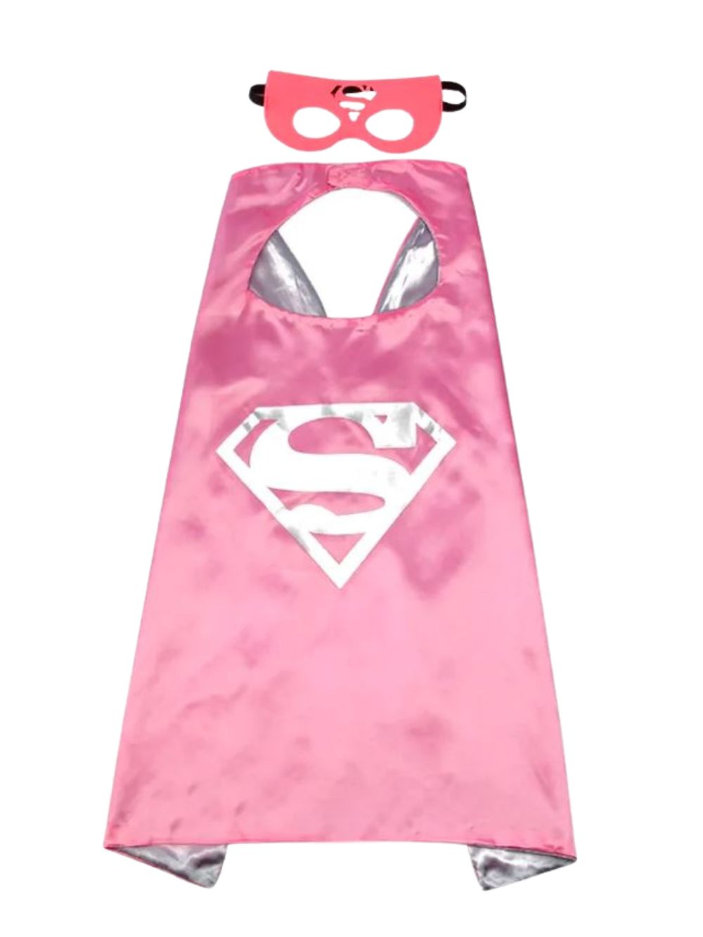 Pink & Silver Superhero Cape & Mask Costume Dress Up Cosplay Set - Kids & Adults - Sydney So Sweet