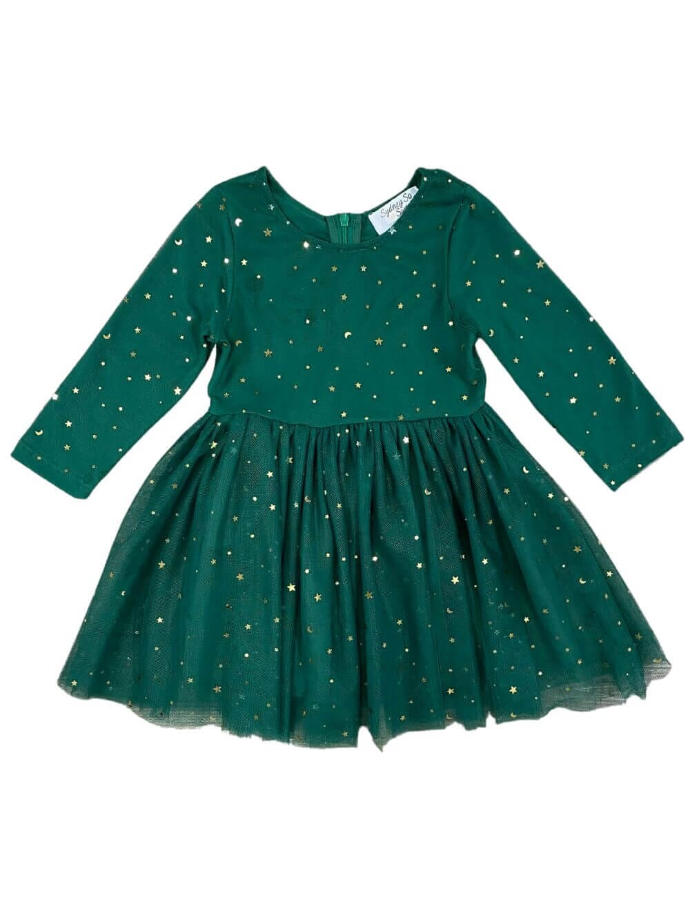 Superstar Green & Gold Star Girls Chiffon Dress - Sydney So Sweet