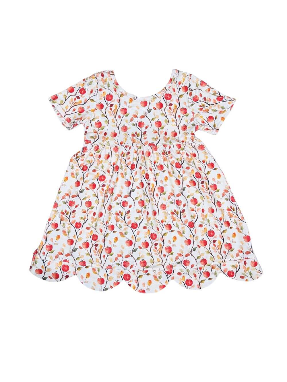 Sweet Apple Harvest Girls Back to School Scalloped Dress