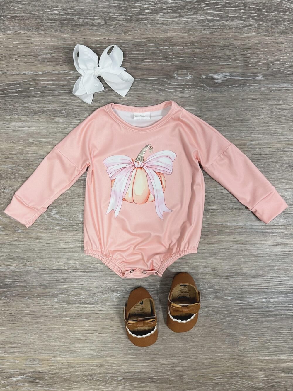 Sweet Bow Pumpkin Girls Baby Bubble Romper - Sydney So Sweet