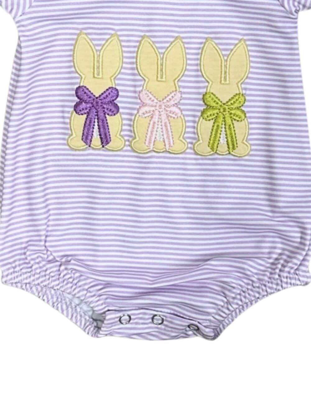 Sweet Bows & Bunnies Lavender Stripe Girls Baby Romper
