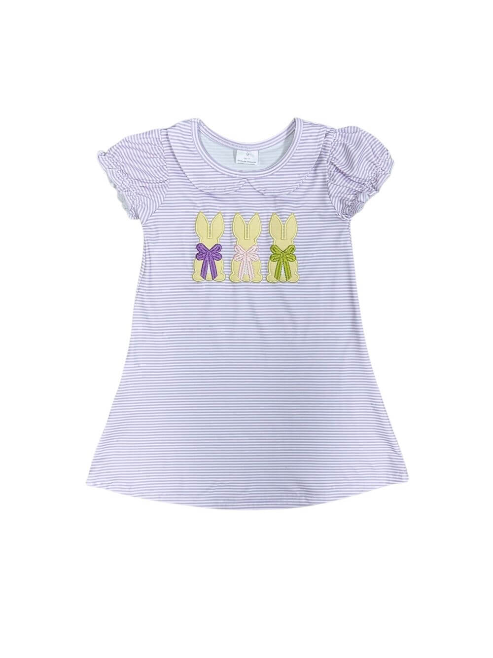 Sweet Bows & Bunnies Lavender Stripe Girls Dress