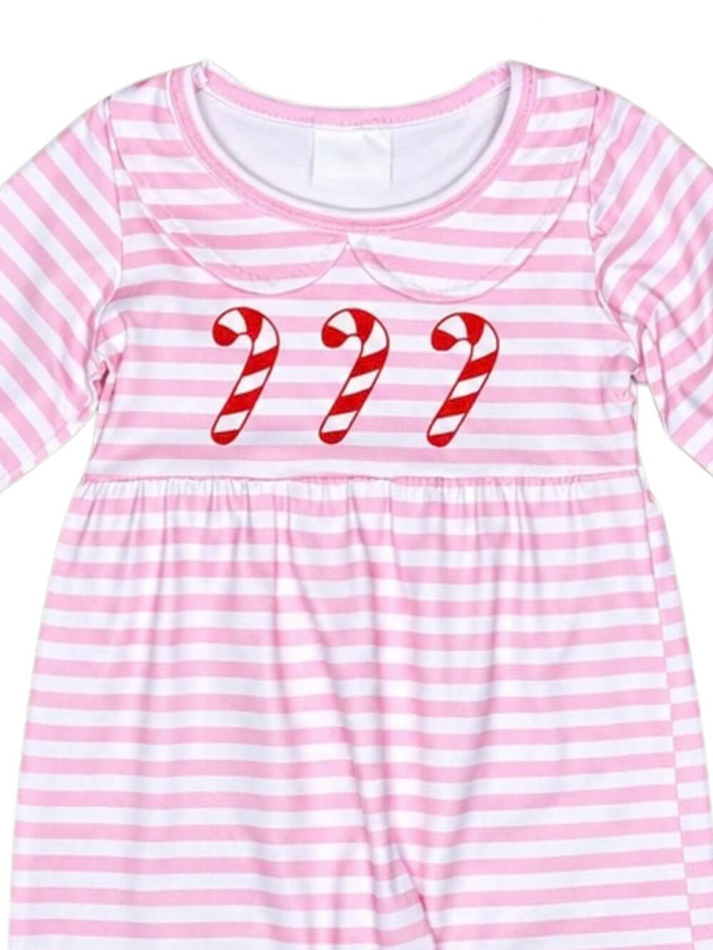 Sweet Candy Cane Girls Pink Stripe Christmas Baby Romper