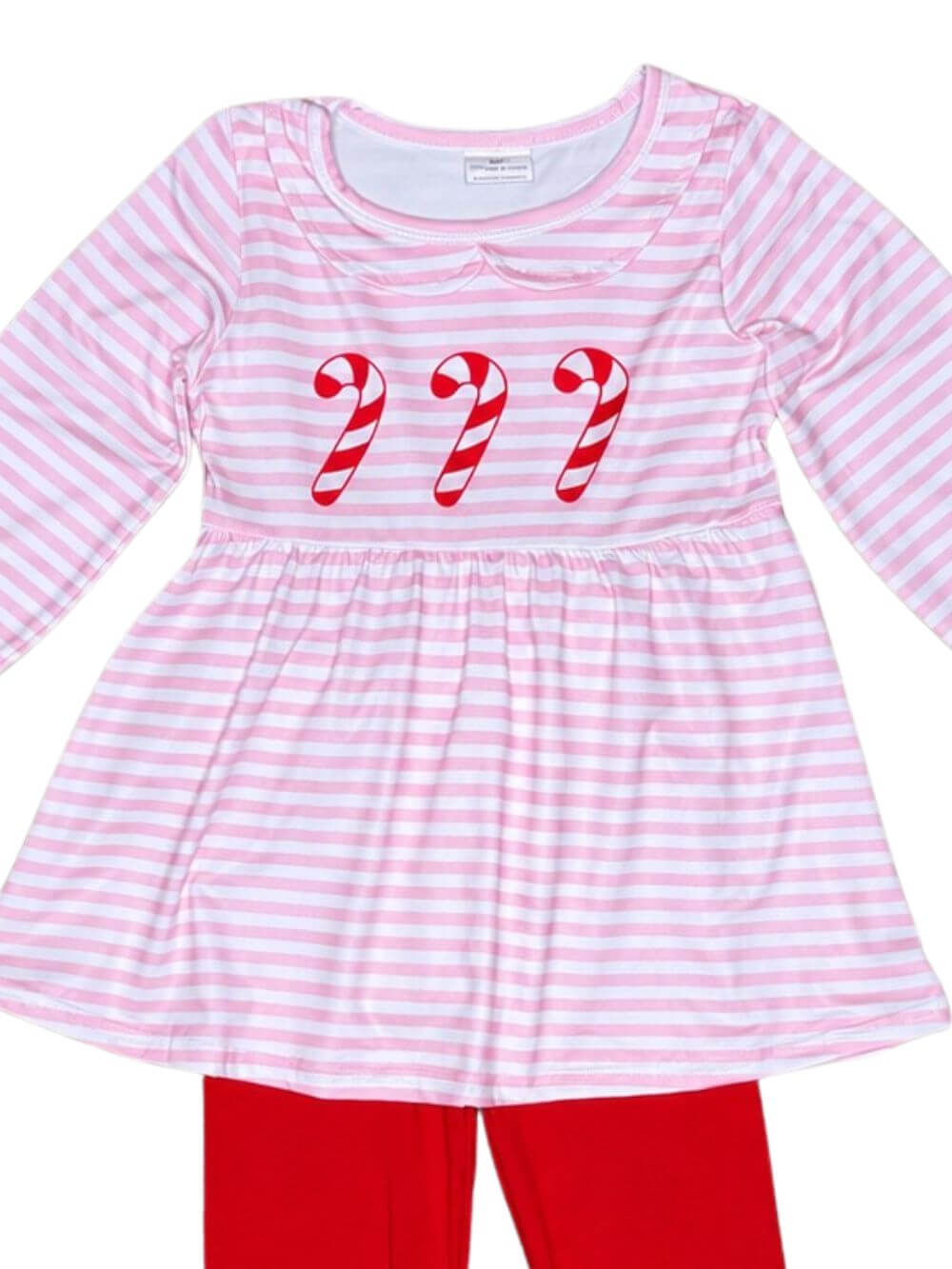 Sweet Candy Cane Girls Pink Stripe Christmas Outfit